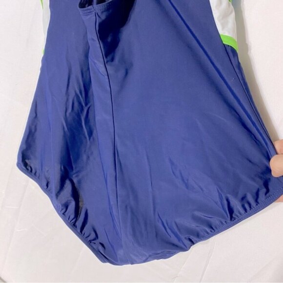 Roots Navy Blue Green One Piece swimsuit Bathing Suit 14 - Picture 10 of 15